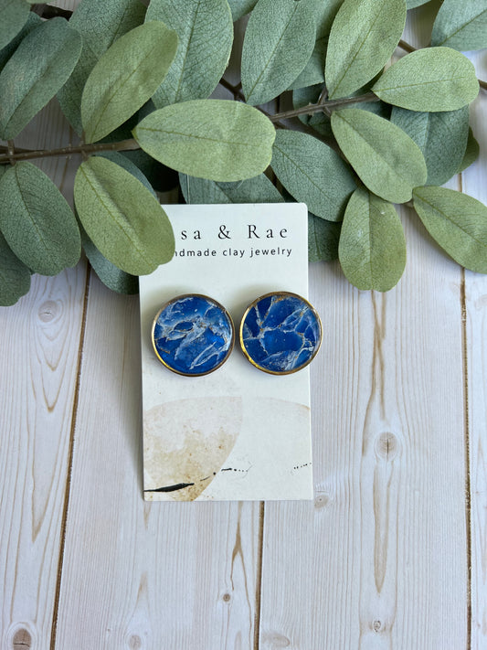 Blue Marble Studs, Large