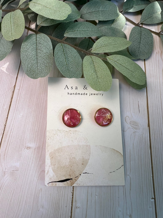 Pink Marble Studs, Small