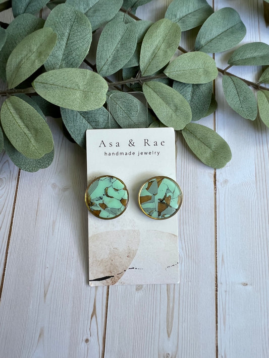 Faux Teal Turquoise Studs, Large